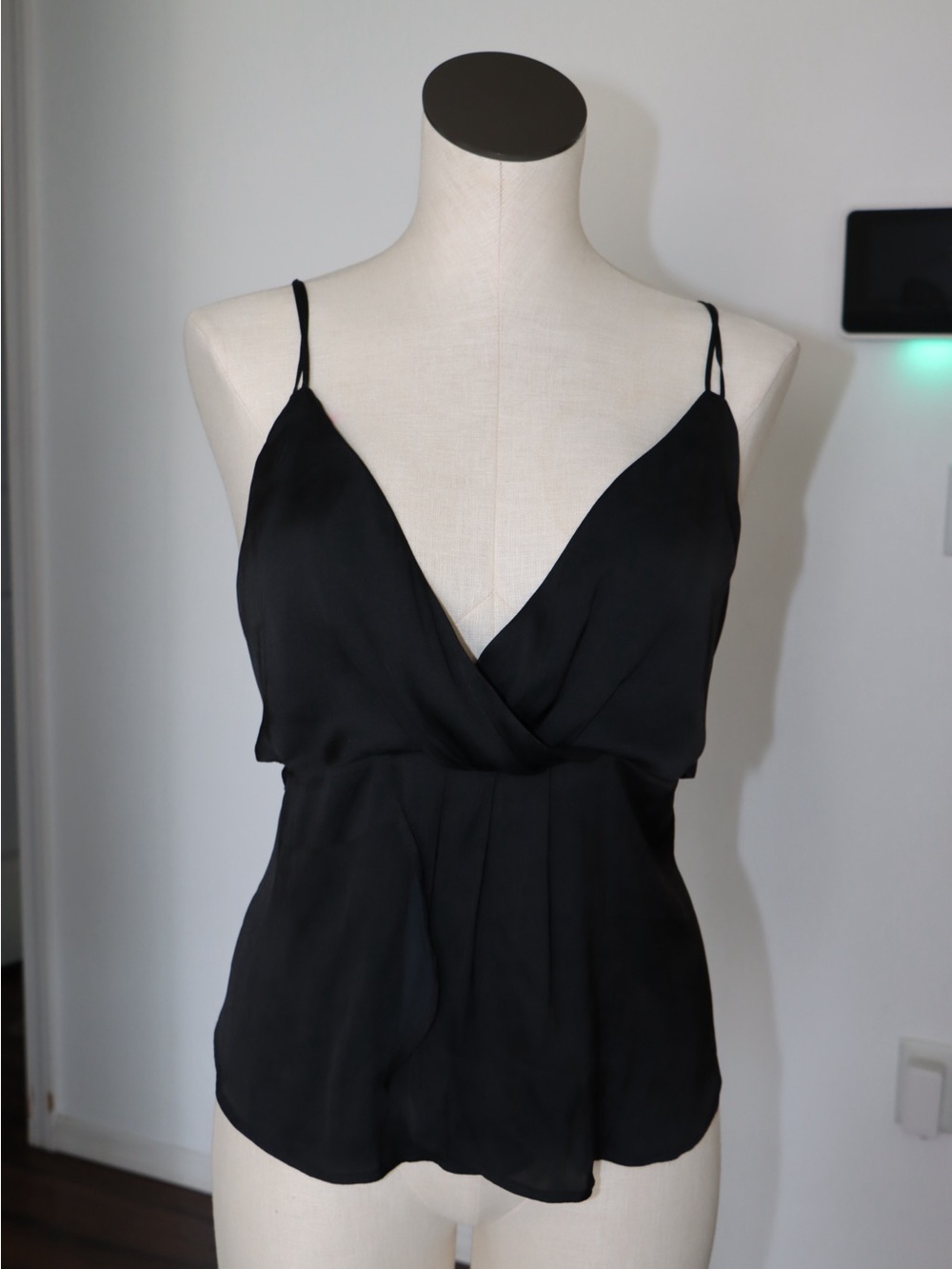 Express Black Satin Surplice Cami Top